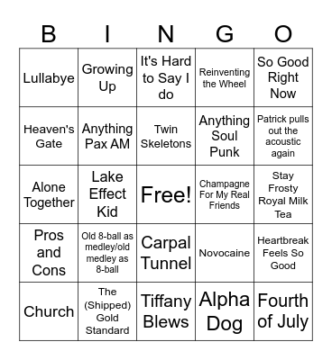 Tourdust Eight Ball/Medley Bingo Card