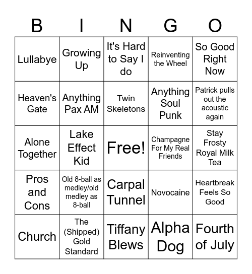 Tourdust Eight Ball/Medley Bingo Card