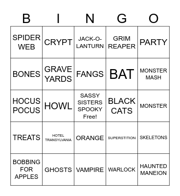 SPOOKY BINGO!!! Bingo Card