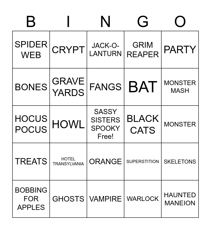 SPOOKY BINGO!!! Bingo Card