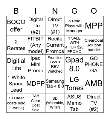 HOLLADAY BINGO!  Bingo Card