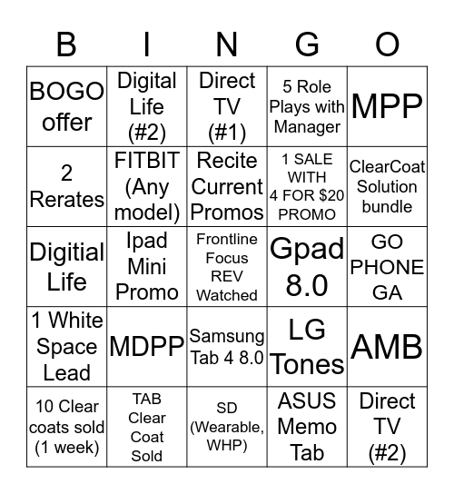 HOLLADAY BINGO!  Bingo Card