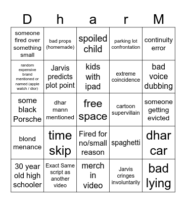 Dhar Mann Bingo Card