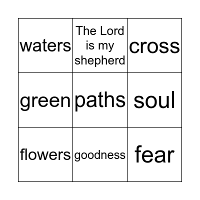 23rd Psalm Bingo Card