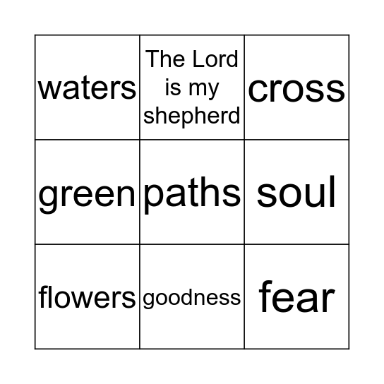 23rd Psalm Bingo Card
