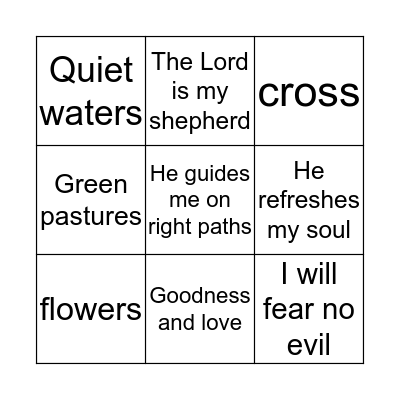 23rd Psalm Bingo Card