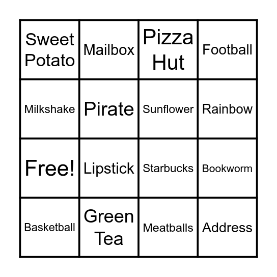 Guess the Word Bingo Card