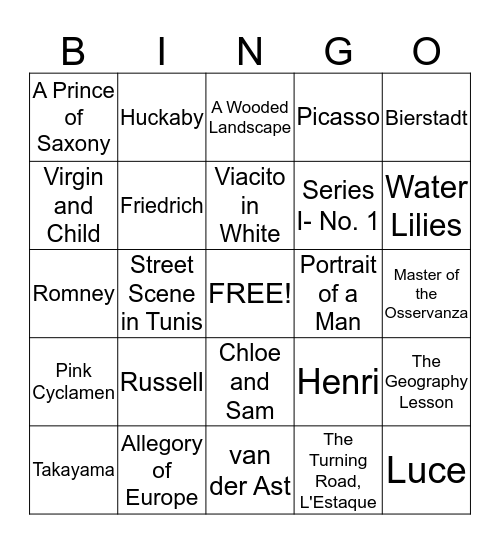 FAME Bingo! Bingo Card