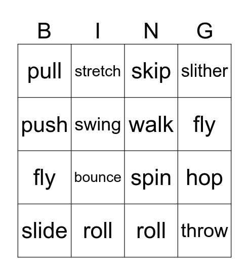 Movement Bingo Card