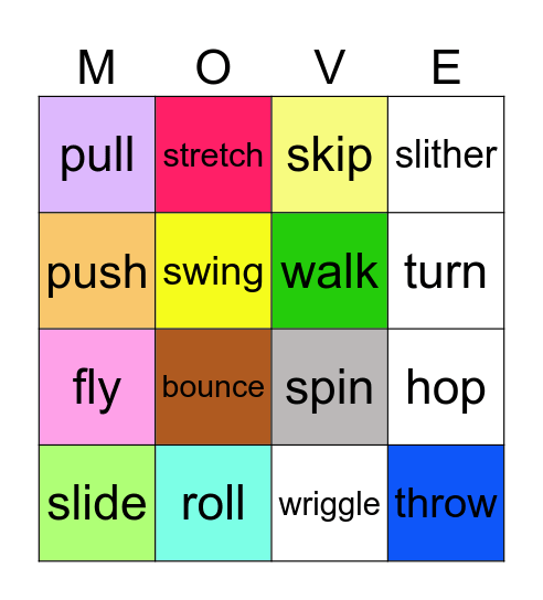 Movement Bingo Card