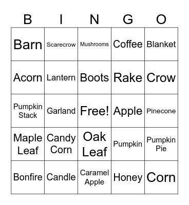 Fall Bingo Card