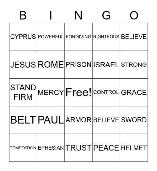 BIBLE - PAUL Bingo Card