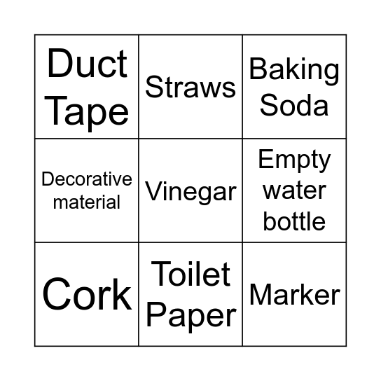 Bottle Rocket Bingo Card