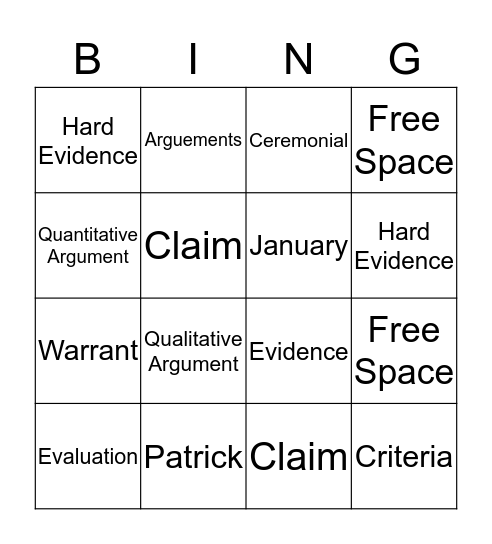 Evaluations Bingo Card