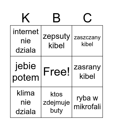 KBC Bingo Card