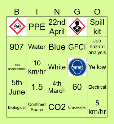 Safety Bingo Card