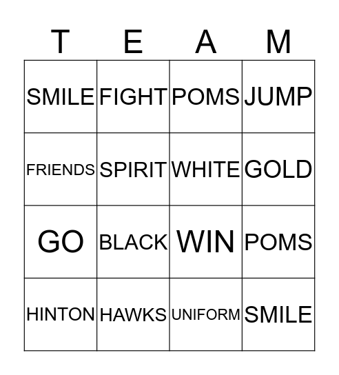 Hinton Minis Bingo Card