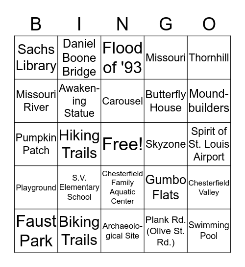 Chesterfield BINGO Card