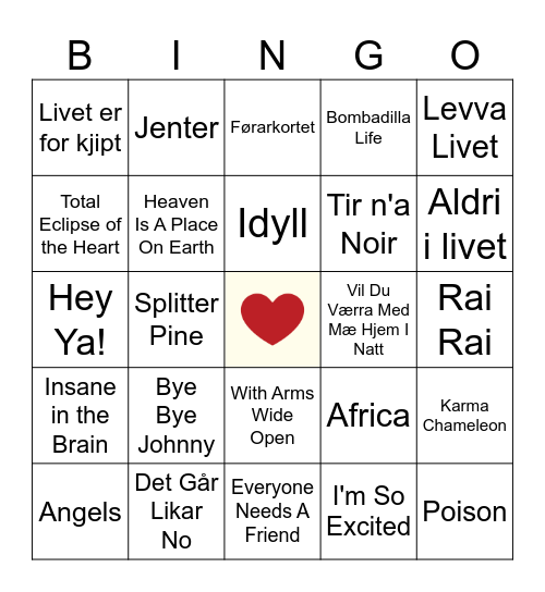 SLAGER! Bingo Card