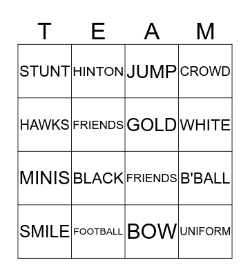 Hinton Minis Bingo Card