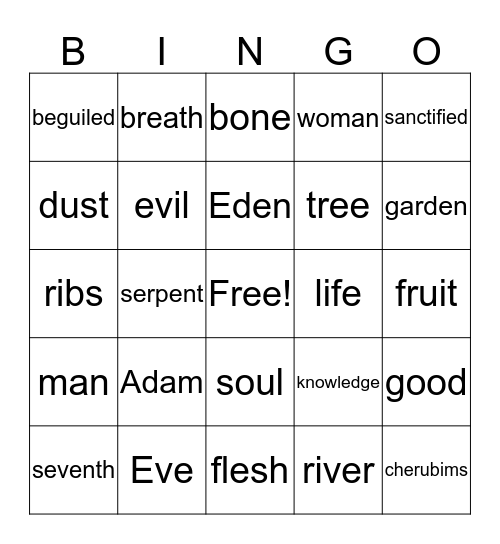 Genesis Ch.2-3 Bingo Card