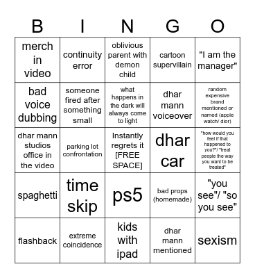 very weird Bingo Card