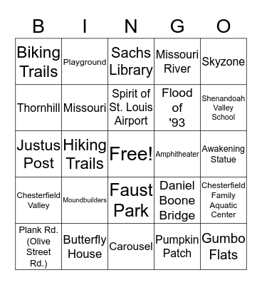 Chesterfield BINGO Card