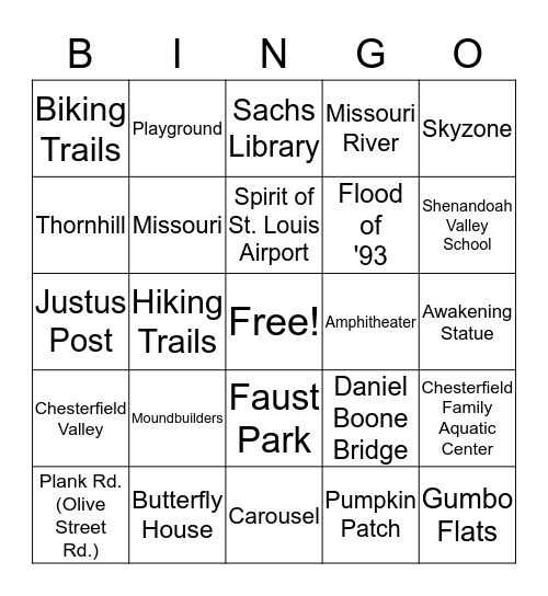 Chesterfield BINGO Card