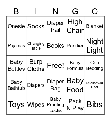 BABY SHOWER Bingo Card