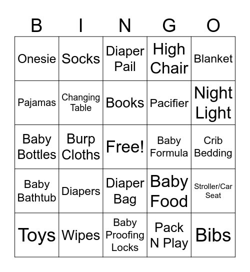 BABY SHOWER Bingo Card