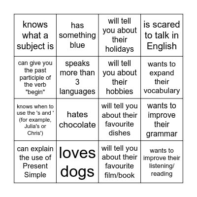 Find a person who... Bingo Card