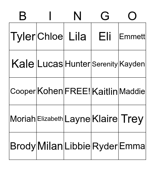 K-1st-2nd Bingo Card