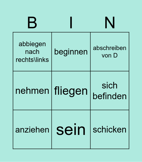 Präteritum Bingo Card