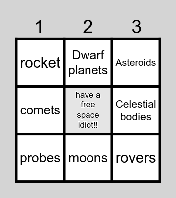 SPACE BINGOO!! Bingo Card