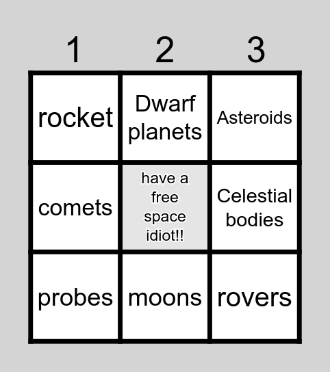 SPACE BINGOO!! Bingo Card