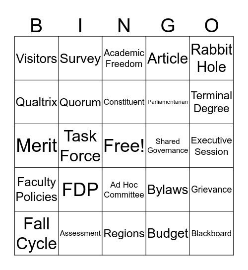 Senate Bingo Card