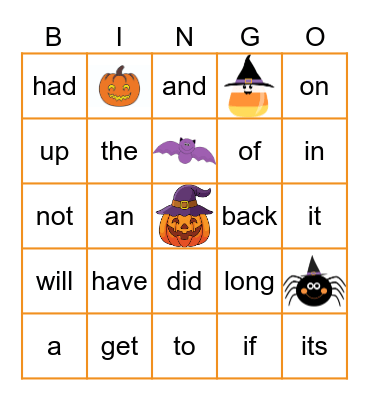 Halloween Bingo Card