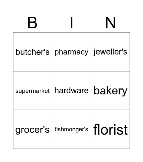 les magasins Bingo Card