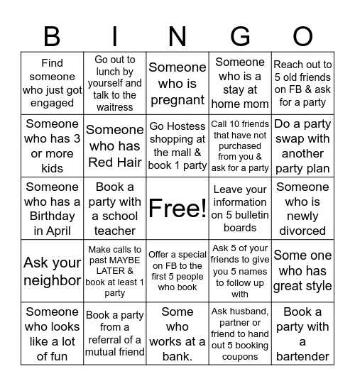 Step INTO the Box & BOOK!! Bingo Card