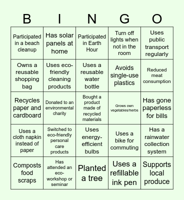 Eco Bingo Card
