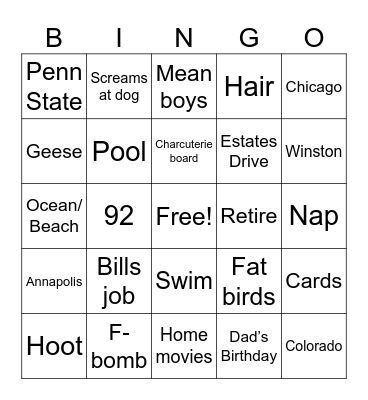 Donna Bingo Card