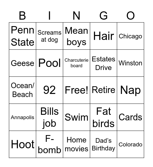 Donna Bingo Card