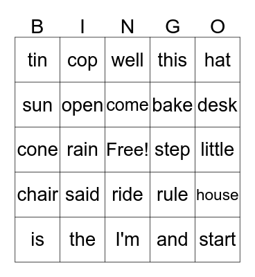 "This is our new bingo game" said Mrs. Simone Bingo Card