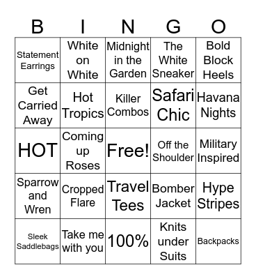 Spring Trends Bingo  Bingo Card