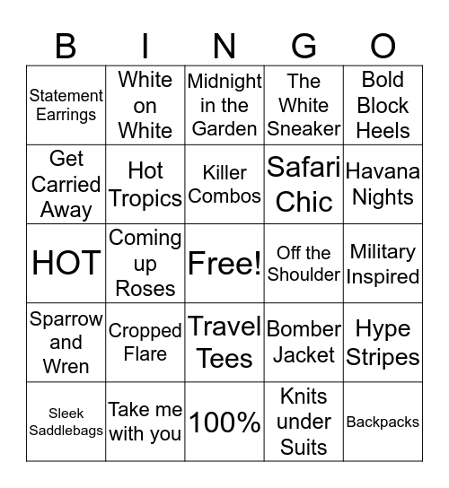 Spring Trends Bingo  Bingo Card