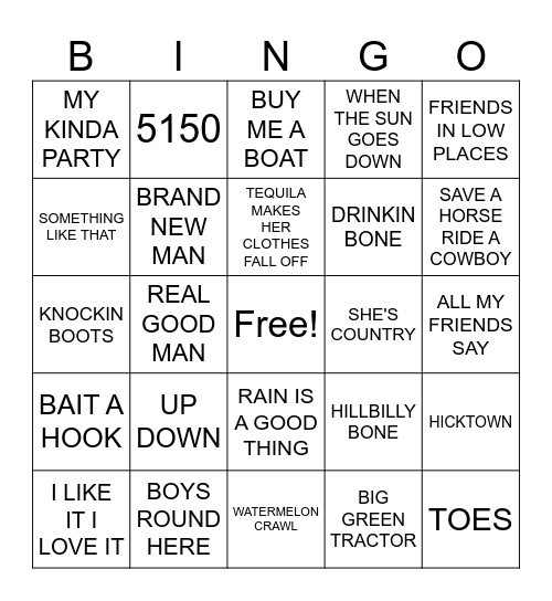 4- BOOT SCOTTIN' COUNTRY JAM COVER Bingo Card
