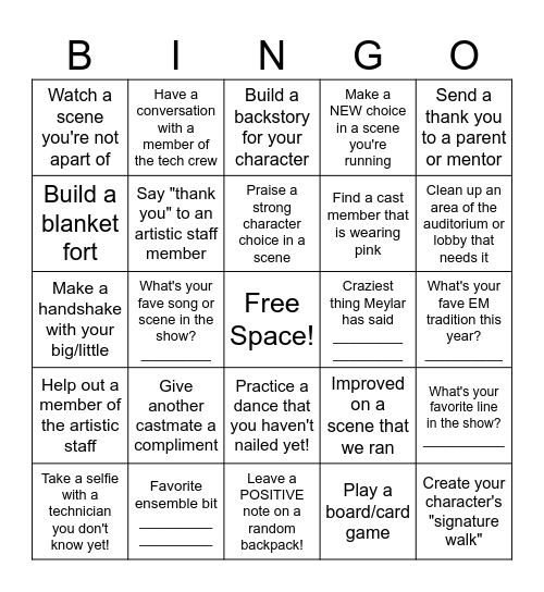 LEGALLY BLONDE EM BREAK Bingo Card