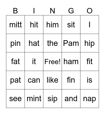 Phonics 2.3 Bingo Card