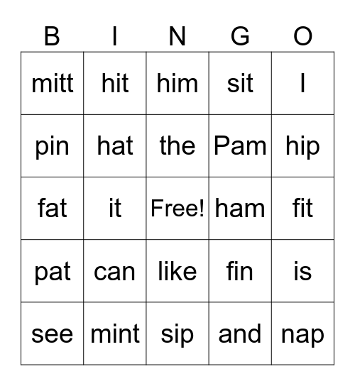 Phonics 2.3 Bingo Card