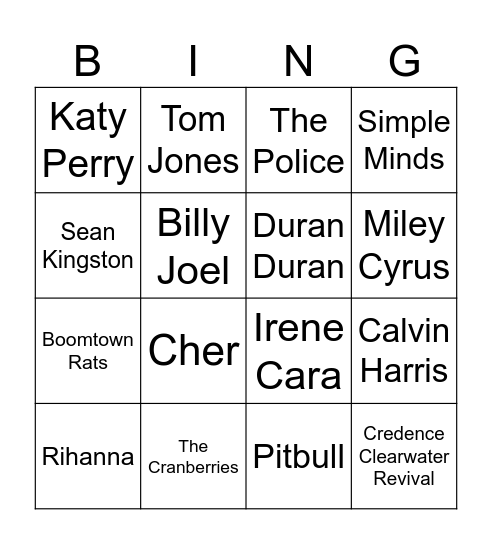 Music 3 Bingo Card
